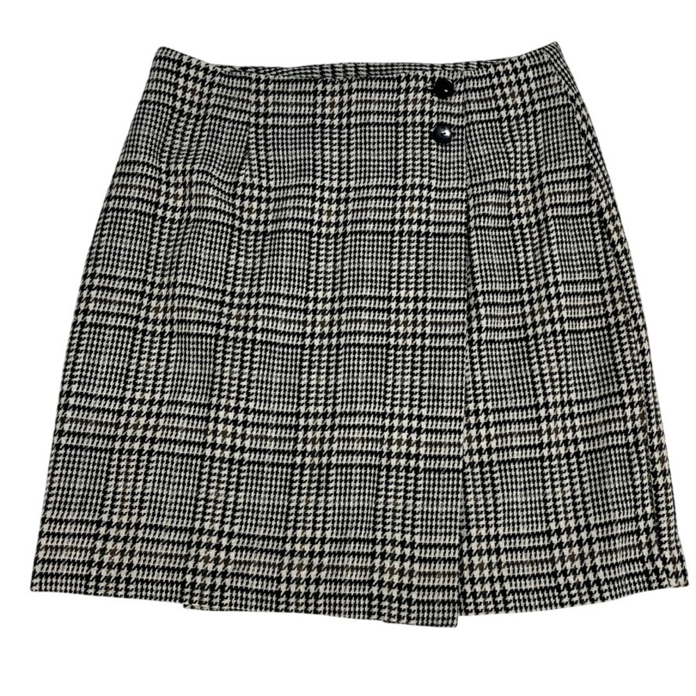 Vintage 90s Casual Corner Glen Plaid Wrap Mini Skirt 14 NWT Dark Academia